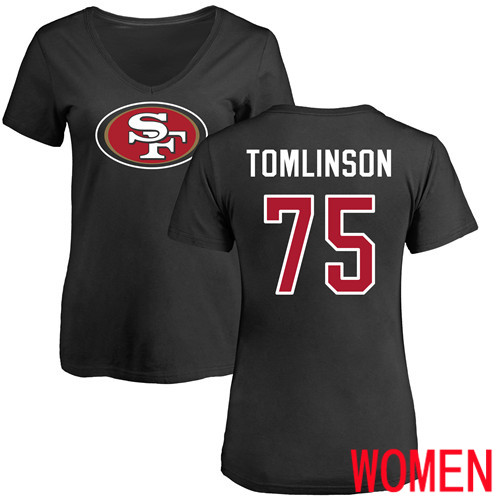 San Francisco 49ers Black Women Laken Tomlinson Name and Number Logo #75 NFL T Shirt